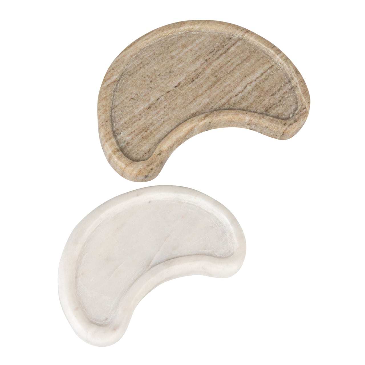 Hello Honey® White & Buff Nestable Marble Kidney Shaped Tray Set